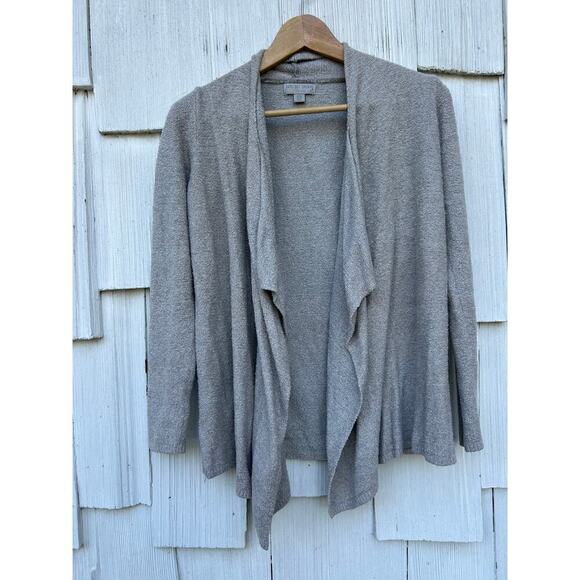 Barefoot Dreams CozyChic Lite Cardigan Beige Open Front Lightweight Sweater 8/10 - Picture 2 of 8